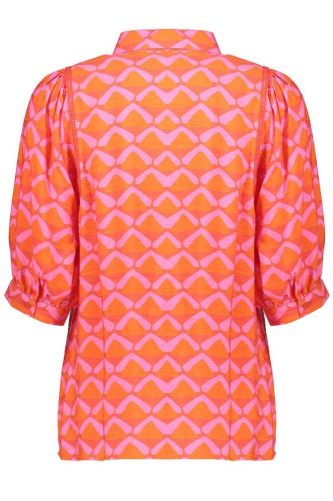 RETRO BLOUSE MET DRIEKWART MOUWEN 53243 20 CORAL/PINK